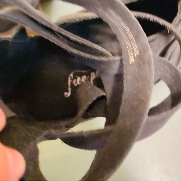 Free People Hybrid Strappy Nubuck Leather Ankle Booties Boots Heeled Black 39 - Picture 9 of 10